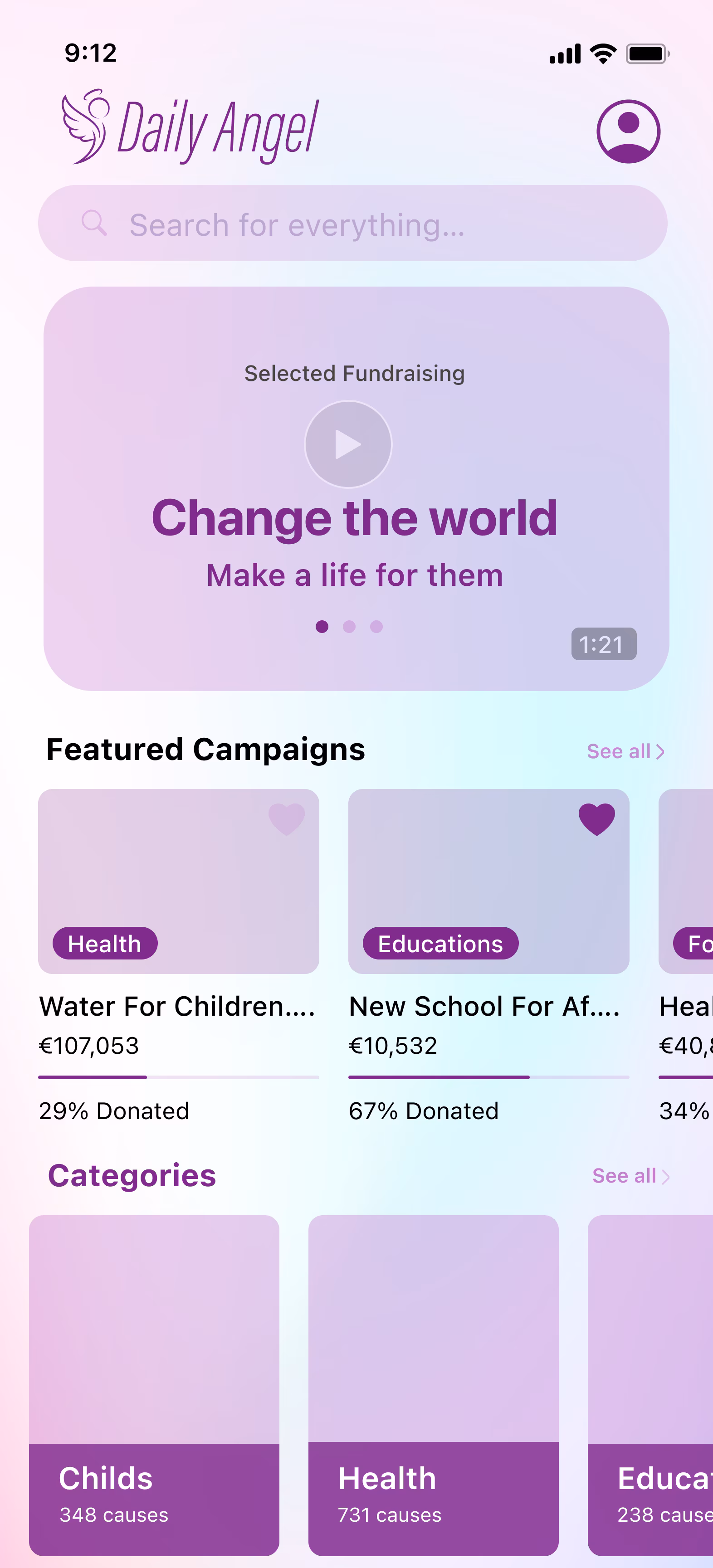 Daily Angel home feed screen cropped variation 1